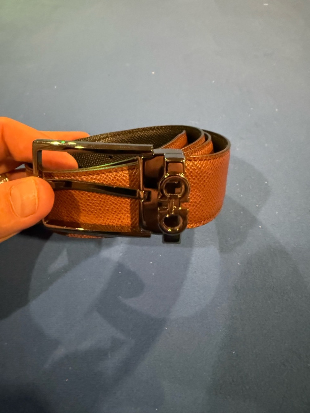 Salvatore Ferragamo Reversible Leather Belt Brown/Black Gancini Buckle